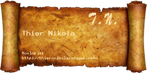 Thier Nikola névjegykártya